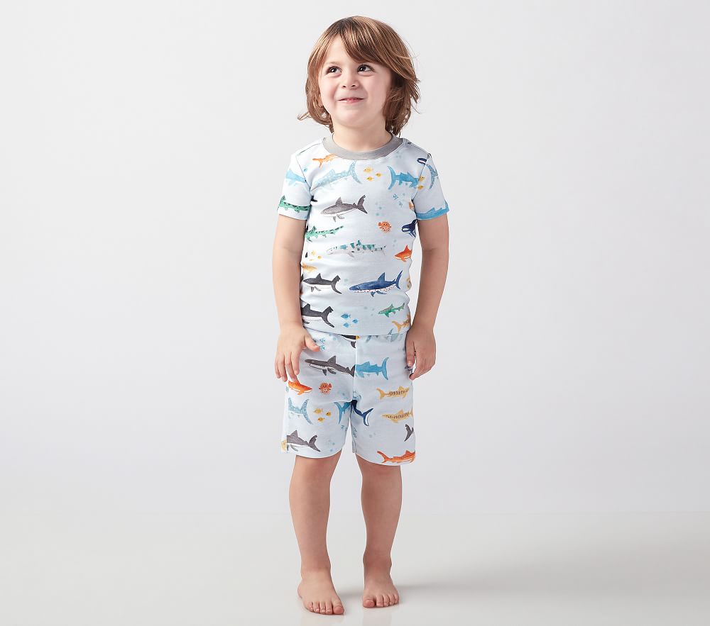 Organic Shark Party Short Sleeve Pajama Set